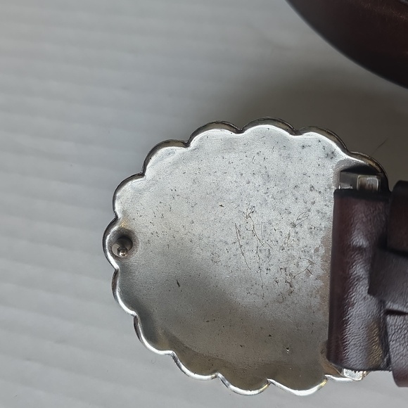 Ralph Lauren Brown Leather Belt with Silver and Turquoise Buckle - Picture 11 of 12